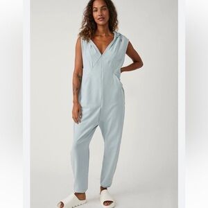 FP Movement by Free People Light Blue Hooded Jumpsuit